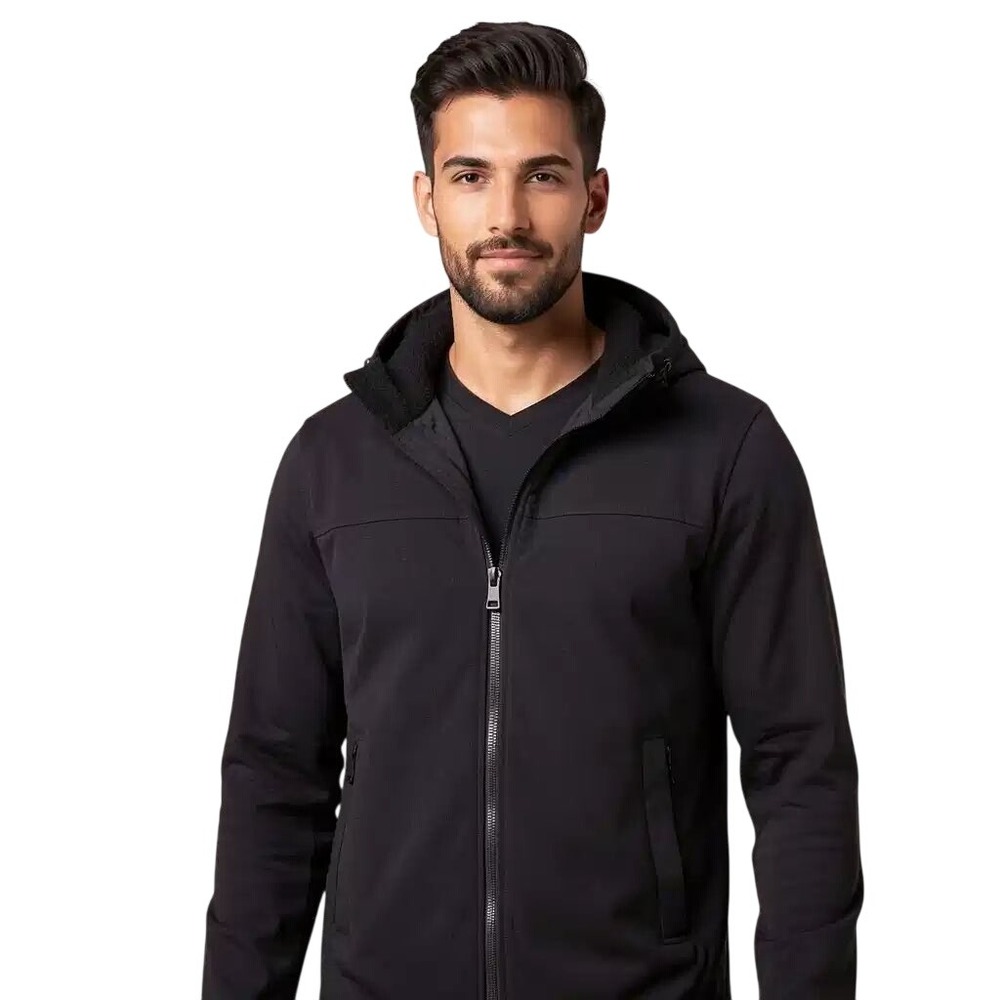 Calvin Klein $250 Mens Infinite Stretch Softshell Coat/Jacket Black Hooded M NWT